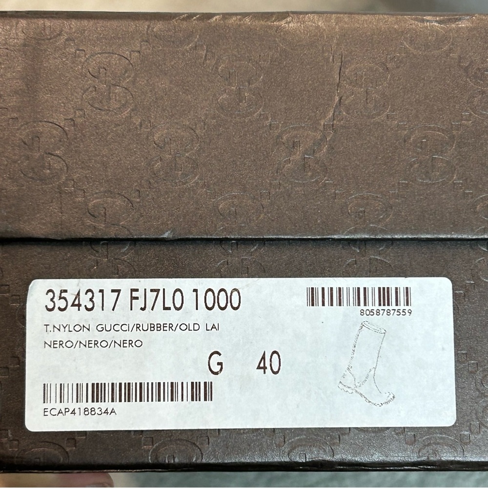 Gucci Black GG Monogram Signature Nylon Canvas Rubber Rain Boots 40 - Picture 11 of 14